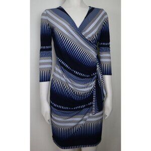 WOMEN'S BLUE PRINT FAUX WRAP DRESS - NEW YORK & COMPANY - SIZE XS